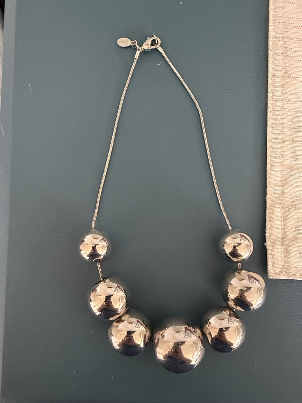 Express Shiny Silver-Tone Graduated Bead Necklace